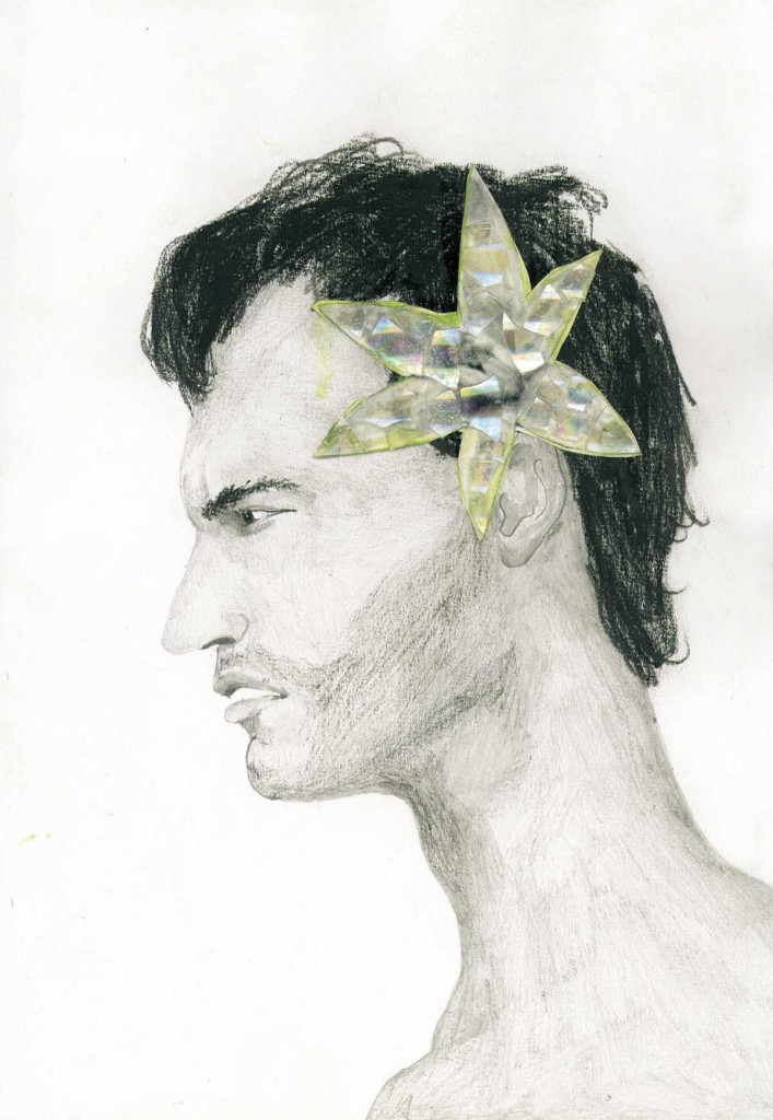 Talia Keinan, Gili with a glass flower, Mixed media, 30x20cm, 2007