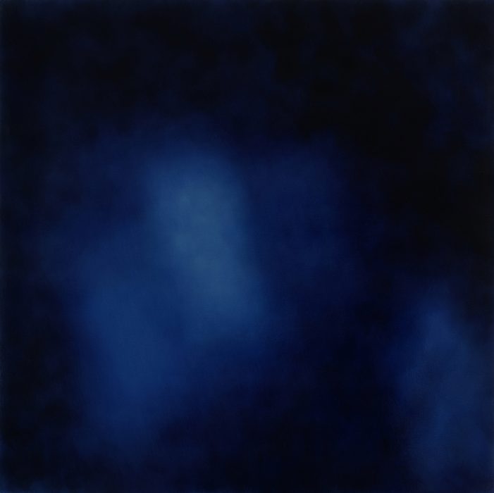 Hadas Hassid, Untitled (blue), oil on paper, 58x57 cm, 2025