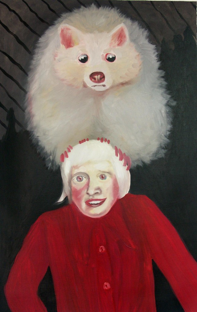Albino boy & a Racoon, oil on canvas, 84x55cm, 2006