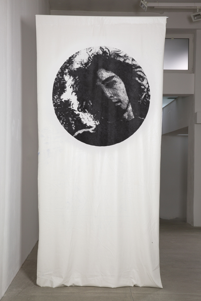 Tim Buckley, Sharpie on vinyl leather fabric, 294x138cm, 2014