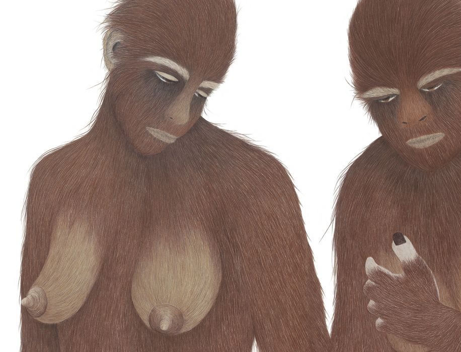 Moran Kliger, Untitled (detail) (The Expulsion), 2018, pencils on paper, 300x200cm