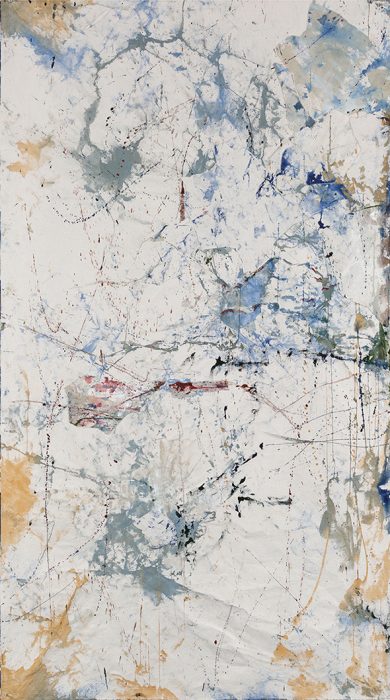 Abstract Sea, 2019, ink & collage on raw canvas, 173x97cm