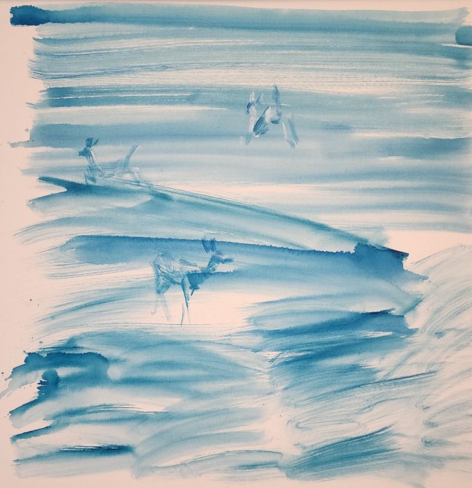 Eti Jacobi Lelior, The Blue Bambi 04, Acrylic on canvas, 100×100 cm, 2023
