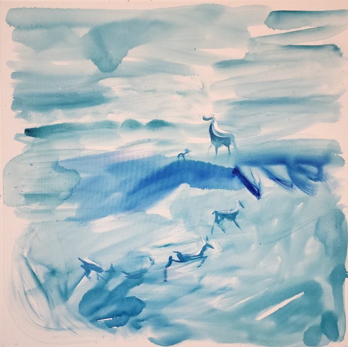 Eti Jacobi Lelior, The Blue Bambi 05, Acrylic on canvas, 100×100 cm, 2023