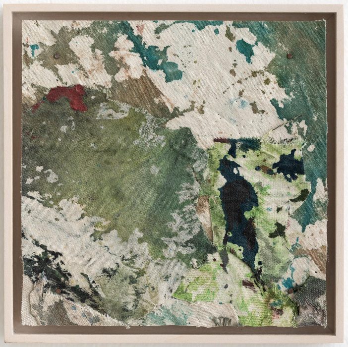#21, ink and collage on raw canvas, 18x18 cm, 2024