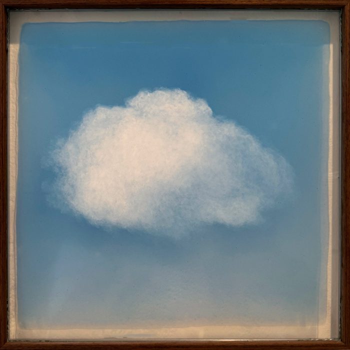 To Draw a Breath, white glue and acrylic pigment on glass, 41 x 41 cm, 2024