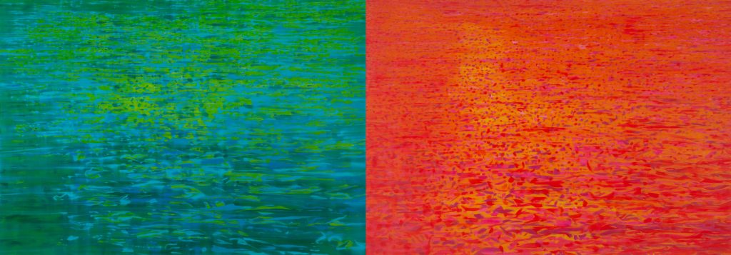Matan Ben Tolila, Light on Water (dyptich), 2026, oil on canvas. 120 x 340 cm